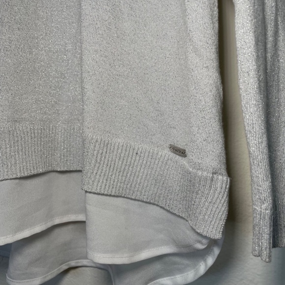 Calvin Klein Women’s Metallic Layered-Look Cowl Neck Sweater – Size Medium - Picture 3 of 4